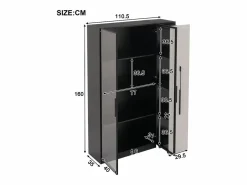 Sale Merax Vitrina con puerta de cristal - 110,5 x 35 x 160 cm - con LED y cajón lateral - MDF - negro y Blanco