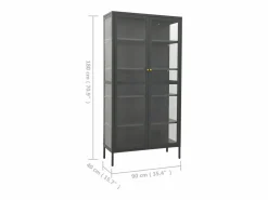 vidaxl Vitrina de acero y vidrio templado 90x40x180 cm