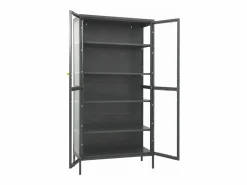vidaxl Vitrina de acero y vidrio templado 90x40x180 cm