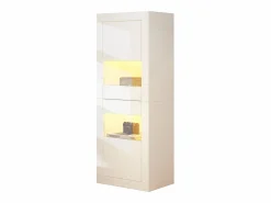 Merax Vitrina de alto brillo - 61 x 42 x 162 cm - con LEDs + 1 estante de cristal - aglomerado -