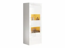 Merax Vitrina de alto brillo - 61 x 42 x 162 cm - con LEDs + 1 estante de cristal - aglomerado -