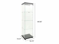 Sale Vitrina de cristal - mueble expositor para colecciones con iluminación LED - 1 puerta y 4 estantes - vitrina para figuras Vitrina