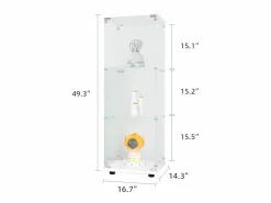 Hot Vitrina de cristal 42×36×125cm GARHELPER - 3 estantes - 1 puerta - Cristal templado - Vitrina