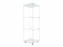 Vitrina de cristal 42×36×125cm GARHELPER - 3 estantes - 1 puerta - Cristal templado - Luz LED - Negro