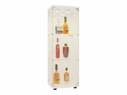 Vitrina de cristal 42×36×125cm GARHELPER - 3 estantes - 1 puerta - Cristal templado - Luz LED - Negro