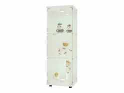 Vitrina de cristal 42×36×125cm GARHELPER - 3 estantes - 1 puerta - Cristal templado - Luz LED - Negro