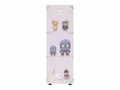 Vitrina de cristal 42×36×125cm GARHELPER - 3 estantes - 1 puerta - Cristal templado - Luz LED - Negro