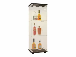 Vitrina de cristal 42×36×125cm GARHELPER - 3 estantes - 1 puerta - Cristal templado - Luz LED - Blanco