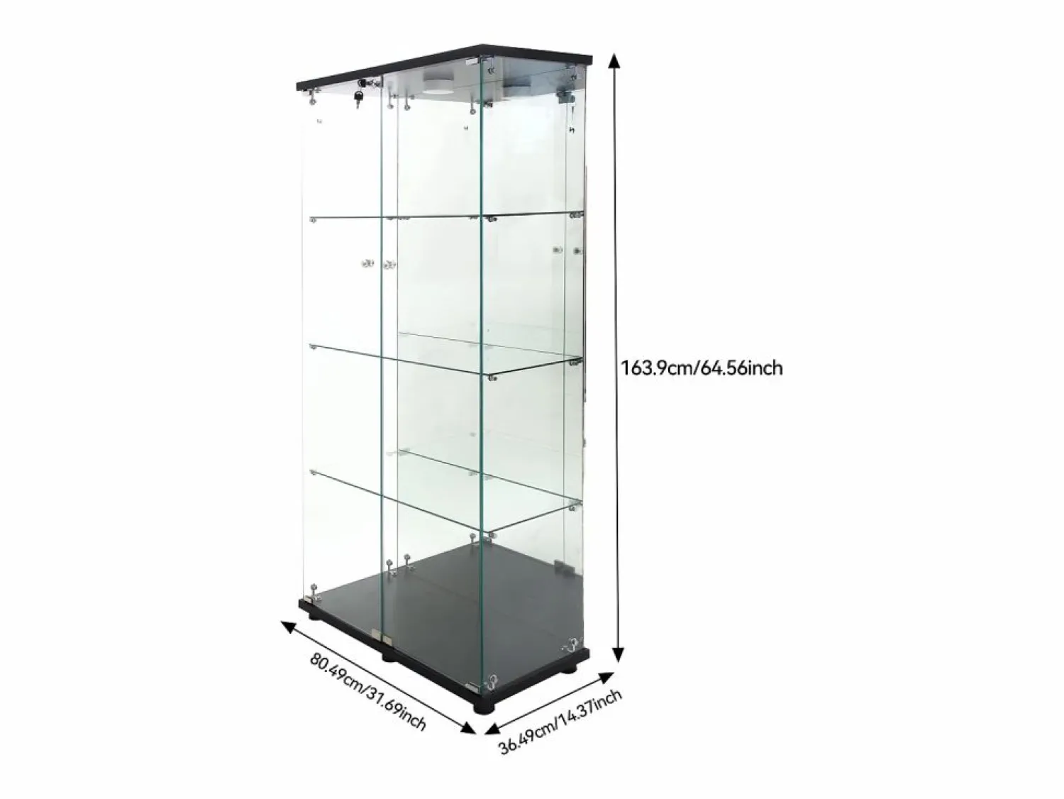 Hot Vitrina de cristal con soporte, LED, 2 puertas con cerradura, 4 compartimentos, para colecciones y decoración Vitrina
