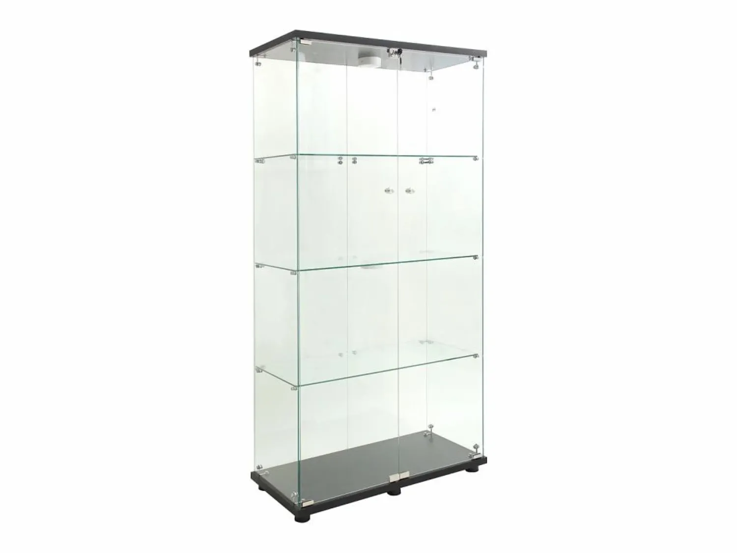 Hot Vitrina de cristal con soporte, LED, 2 puertas con cerradura, 4 compartimentos, para colecciones y decoración Vitrina