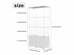 Online Vitrina de cristal de 3 estantes con gabinetes e iluminación LED – Diseño moderno Blanco