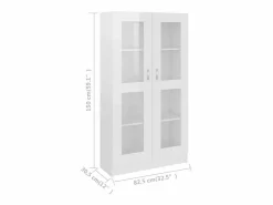 Vitrina de madera contrachapada brillo 82,5x30,5x150 cm Vitrina