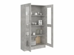 New Clicnbuy Vitrina de madera contrachapada hormigón 82,5x30,5x150cm Gris