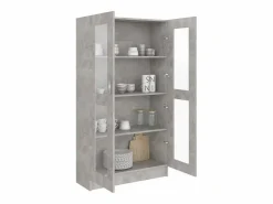 Outlet Vitrina de madera contrachapada hormigón 82,5x30,5x150cm Vitrina