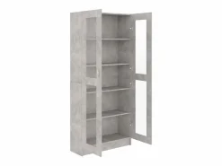 New Clicnbuy Vitrina de madera contrachapada hormigón 82,5x30,5x185,5cm Gris