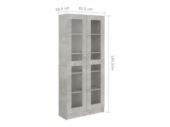 New Clicnbuy Vitrina de madera contrachapada hormigón 82,5x30,5x185,5cm Gris
