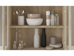 Discount Vitrina de madera contrachapada color roble 82,5x30,5x150 cm Vitrina