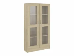 Clicnbuy Vitrina de madera contrachapada color roble 82,5x30,5x150 cm Marru00f3n