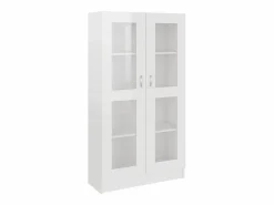 Online vidaxl Vitrina de madera ingeniería brillo 82,5x30,5x150 cm Blanco