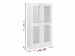 Online vidaxl Vitrina de madera ingeniería brillo 82,5x30,5x150 cm Blanco
