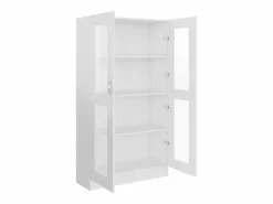Online vidaxl Vitrina de madera ingeniería brillo 82,5x30,5x150 cm Blanco