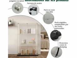 Best Vitrina de salón con 4 estantes y puertas dobles – Muebles de salón elegantes Negro