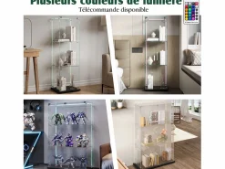 Best Vitrina de salón con 4 estantes y puertas dobles – Muebles de salón elegantes Negro
