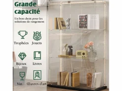 Best Vitrina de salón con 4 estantes y puertas dobles – Muebles de salón elegantes Negro