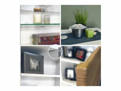 Best Vitrina Granada, Armario Vitrina Made in Germany con Puerta de Cristal e Inserto de Cristal, blanco mate/gris arena de alto brillo (50 x 122,5 x 34,5 cm) Beige