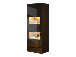 Discount Vitrina lacada con LEDs + 1 estante de cristal + puerta - 61 x 42 x 162 cm - aglomerado - Vitrina