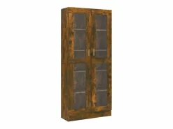 Hot Vitrina madera contrachapada roble ahumado 82,5x30,5x185,5 cm ES376461 Marru00f3n