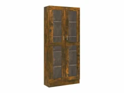 New Vitrina madera contrachapada roble ahumado 82,5x30,5x185 cm Vitrina