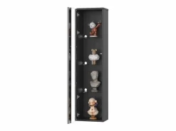 Merax Vitrina multifunción - 40 x 29 x 170 cm - con puerta de cristal + LEDs - PB + Cristal - negra