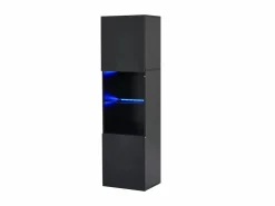 New Hauss Spole Vitrina negra de alto brillo con 2 puertas y 1 estante de cristal, LED incluido - 45x35x160cm Negro