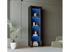 Vitrina - Vitrina con luces LED y 3 estantes de cristal - para salón y dormitorio