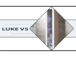 Discount MB Muebles Bonitos Vitrina para Salón comedor en con LED 40x29x165cm Luke V5 Blanco
