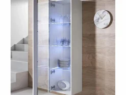Discount MB Muebles Bonitos Vitrina para Salón comedor en con LED 40x29x165cm Luke V5 Blanco