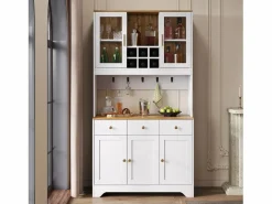 Online Vitrina 94.5x30x175.5 cm - 3 cajones y 5 puertas - superficie de aspecto madera - Aparador De Cocina