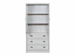 ModernLuxe Vitrina 80x34x171 cm - con 2 puertas de vidrio - 3 cajones - gris + natural