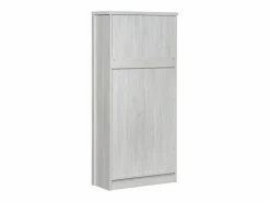 ModernLuxe Vitrina 80x34x171 cm - con 2 puertas de vidrio - 3 cajones - gris + natural
