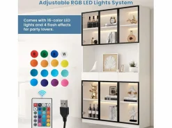 Clearance Vitrina 120x36x200 cm con LED - 6 puertas de cristal y 3 cajones - Vitrina