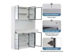 Clearance Vitrina 120x36x200 cm con LED - 6 puertas de cristal y 3 cajones - Vitrina
