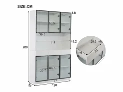 Clearance Vitrina 120x36x200 cm con LED - 6 puertas de cristal y 3 cajones - Vitrina
