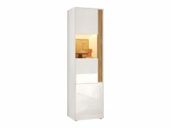 ModernLuxe Vitrina 50x40x179cm - con iluminación LED - con 2 puertas - Estantes ajustables - Blanco + Natural