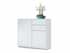 New Vladon Cajonera Ben, Cómoda con 2 Puertas y 2 Cajones mate/ mate (79 x 74 x 36 cm) Blanco