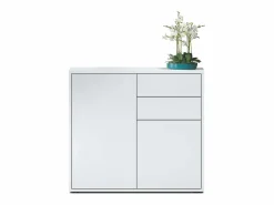 New Vladon Cajonera Ben, Cómoda con 2 Puertas y 2 Cajones mate/ mate (79 x 74 x 36 cm) Blanco