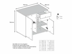 New Vladon Cajonera Ben, Cómoda con 2 Puertas y 2 Cajones mate/ mate (79 x 74 x 36 cm) Blanco