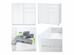 New Vladon Cajonera Ben, Cómoda con 2 Puertas y 2 Cajones mate/ mate (79 x 74 x 36 cm) Blanco