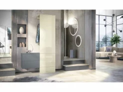 Vladon Mueble recibidor Carlton Set 2, Mueble de entrada compuesto por 1 Perchero, 1 Armario de cajones, antracita mate/ de alto brillo (105 x 193 x 35 cm)