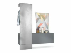 New Vladon Mueble recibidor Carlton Set 4, Mueble de entrada compuesto por 1 Perchero, 1 Zapatero, antracita mate/hormigón oxidado (156,5 x 193 x 35 cm) Armario De Entrada